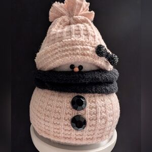 Cozy Knit Snowman Plush with Scarf and Hat